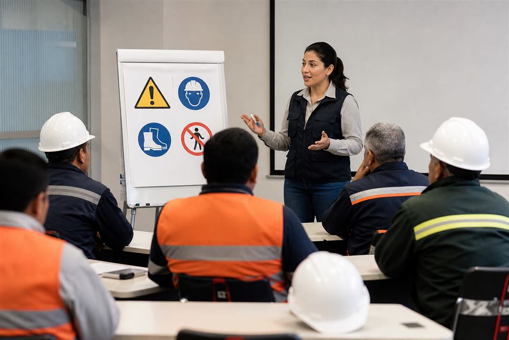 Capacitación de trabajadores con cascos en salud ocupacional y preventiva